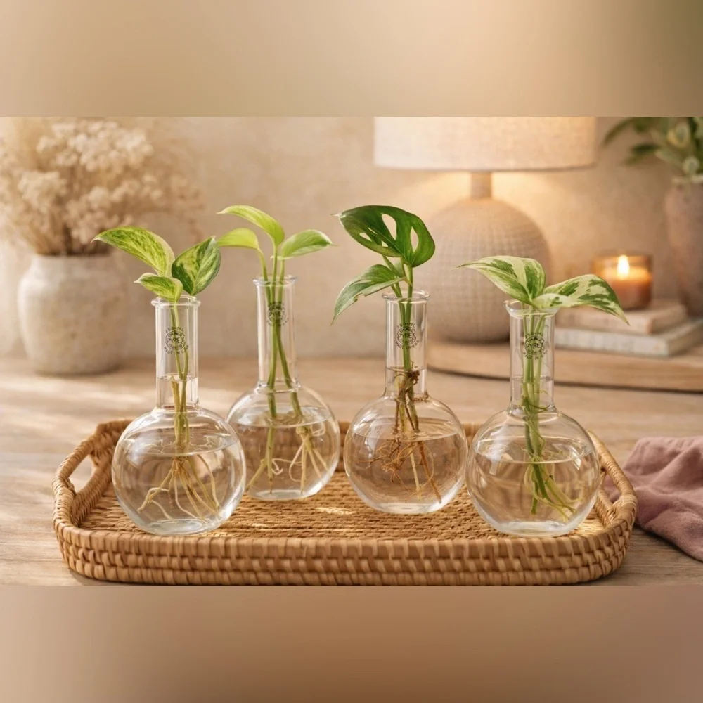 Vintage Pyrex Lab Flasks 250 ML Set of 4 Apothecary Flat Bottom Propagation Vase